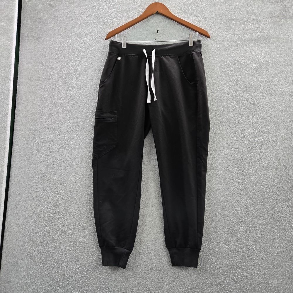 Figs Black Track Joggers with White Drawstring